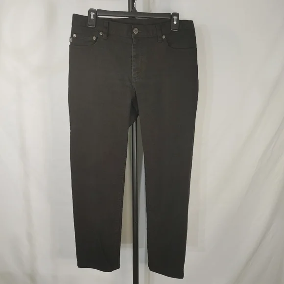 Lauren Jeans Co Ralph Lauren Black Straight Leg Jeans Womens Size 10 Stretch - Picture 2 of 9